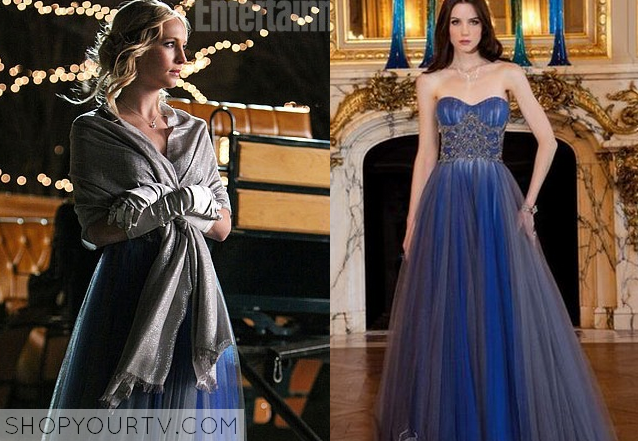 The Vampire Diaries Season 3 Episode 14 Caroline s Blue Mesh Gown