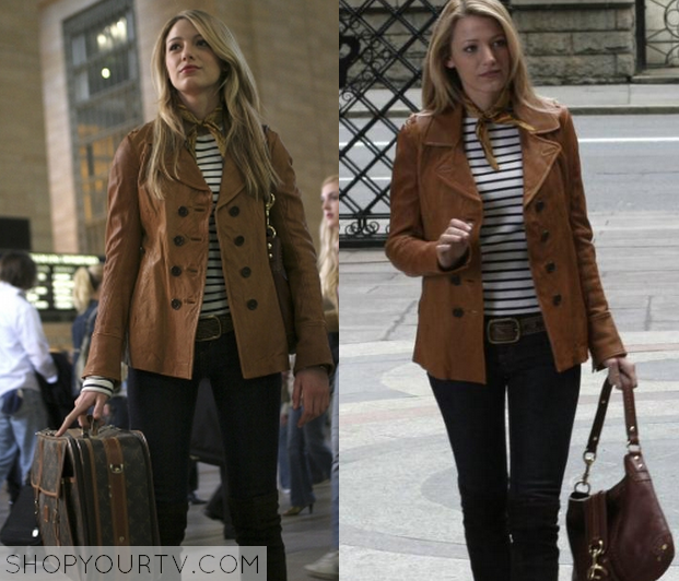 Serena Van der Woodsen Brown Leather Jacket