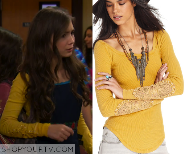 Girl Meets World: Season 1 Episode 4 Riley's Yellow Crochet Sleeve Top 