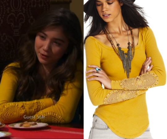 Girl Meets World: Season 1 Episode 6 Riley's Yellow Crochet Sleeve Top ...