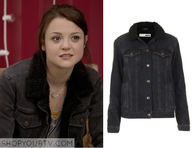 black denim jacket with fur collar