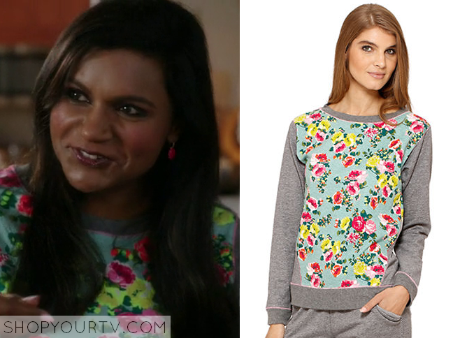 The Mindy Project: Season 3 Episode 1 Mindy's Blue Floral Sweatshirt ...