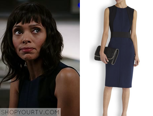 the dress black and white Camille Saroyan (Tamara Taylor in Bones