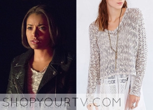 THE VAMPIRE DIARIES: SEASON 6 EPISODE 10 BONNIE’S GREY CROPPED SWEATER