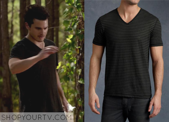 The Vampire Diaries Season 6 Episode 3 Enzo S Striped V Neck T Shirt Shop Your Tv