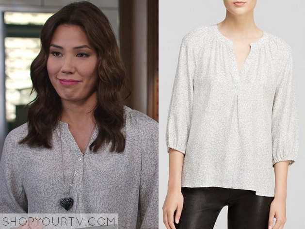 Bones: Season 10 Episode 11 Camille's Black Wrap Neck Top