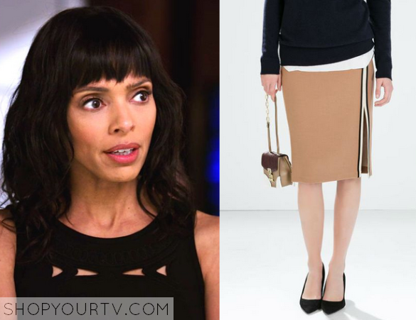 Bones: Season 10 Episode 11 Camille's Black & Blue Colorblock Dress