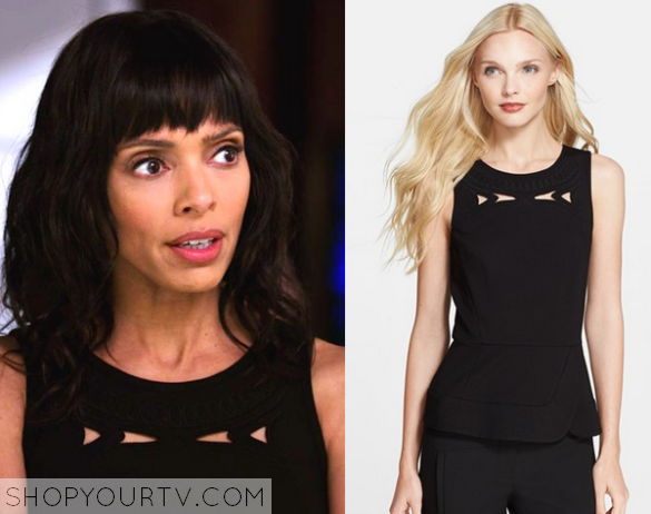 Bones: Season 10 Episode 11 Camille's Black Wrap Neck Top