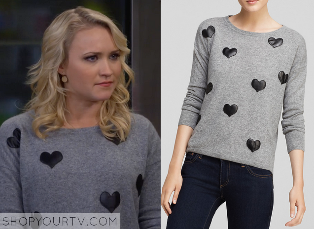 Young & Hungry: Season 2 Episode 2 Gabi's Grey Heart Print Sweater ...