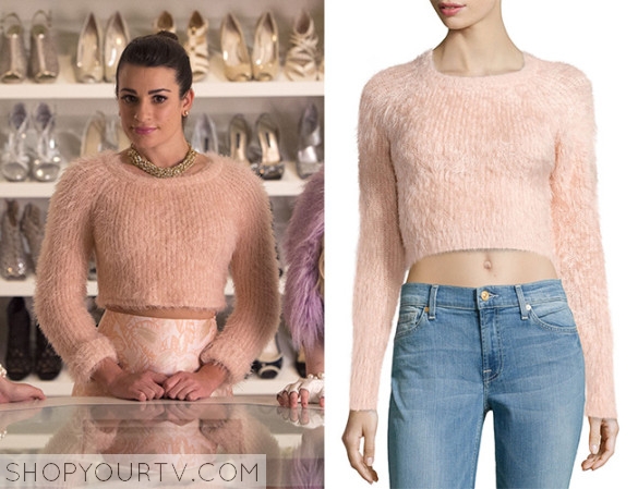 Scream Queens Season 1 episode 5 Hester s pink fuzzy sweater