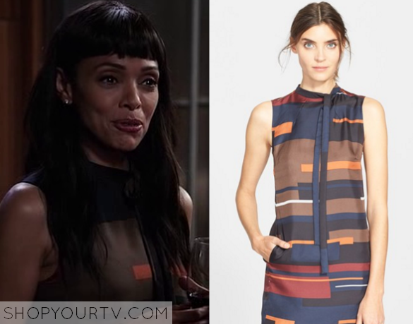 WornOnTV: Camille's sleeveless bow neck top on Bones