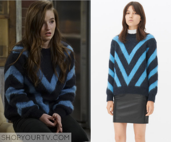 Last Man Standing Season 5 Episode 9 Eve S Blue Chevron Knit Sweater Shop Your Tv