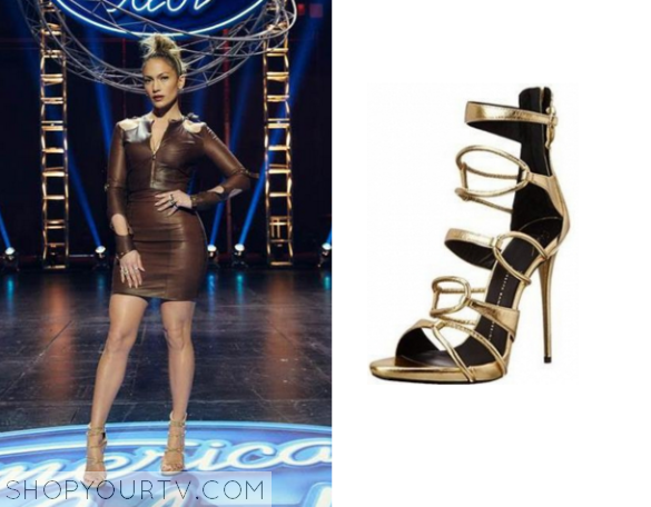 American Idol: Season 15 Jennifer Lopez's Gold Strappy Sandals | Shop ...