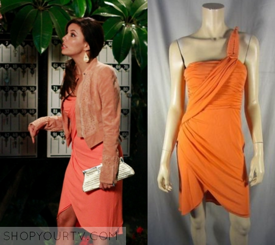 Desperate Housewives Season 8 Episode 19 Gabys Orange One Shoulder Dress Fashion, Clothes, Outfits and Wardrobe on Shop Your TV pic photo