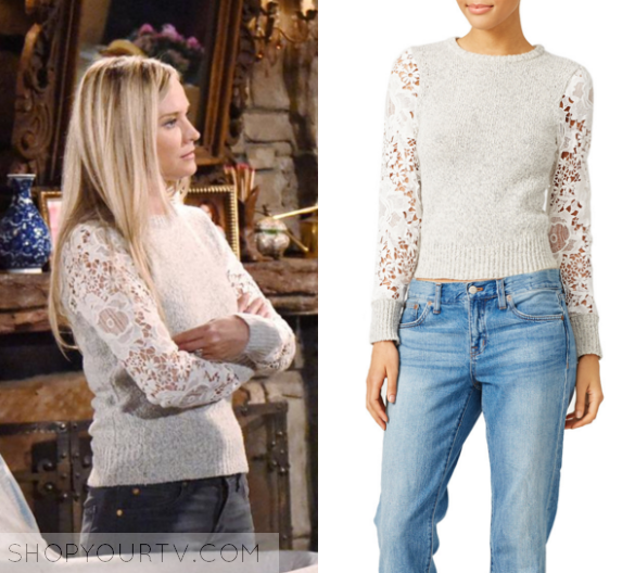 Young & Restless: April 2016 Sharon's Lace Sleeve Sweater | Shop Your TV