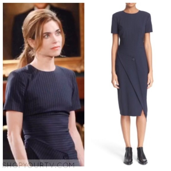 The Young and the Restless: April 2016 Victoria's Navy Pinstripe Dress ...