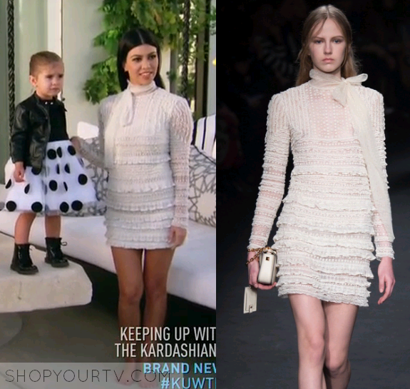 Kuwtk Season 12 Episode 3 Kourtney S White Ruffled Dress Shop Your Tv