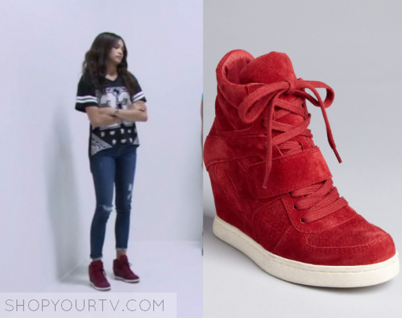 red wedge sneakers