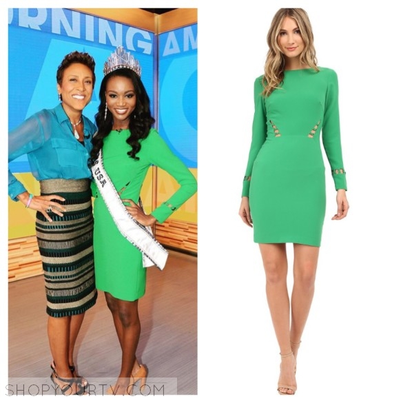 Good Morning America: June 2016 Miss USA's Green Lattice Cutout Long ...