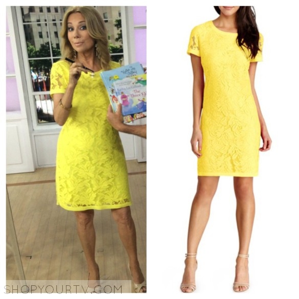 yellow lace shift dress