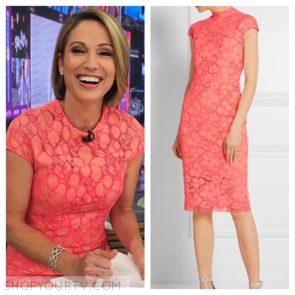 coral pink lace dress