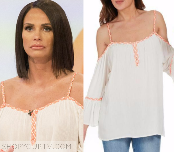 Loose Women: June 2016 Katie’s White Off The Shoulder Top – Shop Your TV