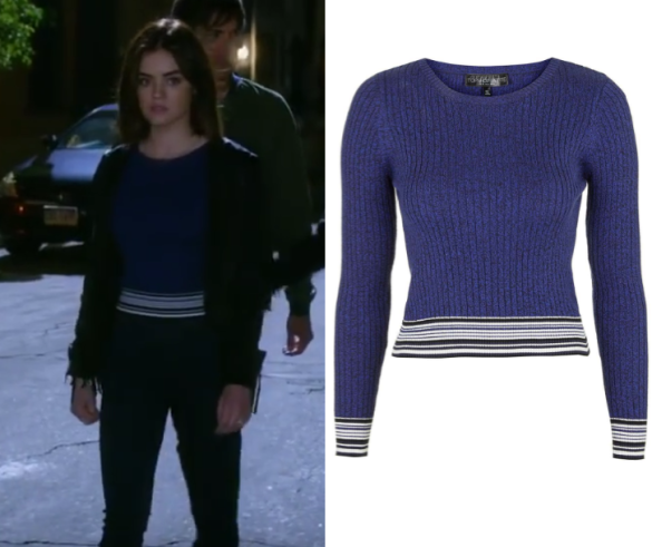 Pretty Little Liars: Season 7 Episode 8 Aria's Blue Stripe Sweater ...