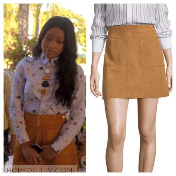 Scream Queens: Season 2 Episode 3 Zayday's Tan Suede Skirt | Shop Your TV