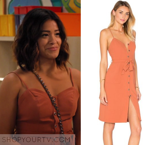 orange button up dress