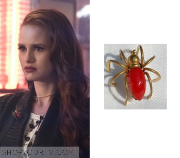 Red spider pin brooch worn by Cheryl Blossom (Madeleine Petsch) as