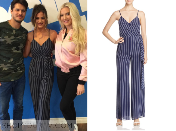 navy blue striped jumpsuit