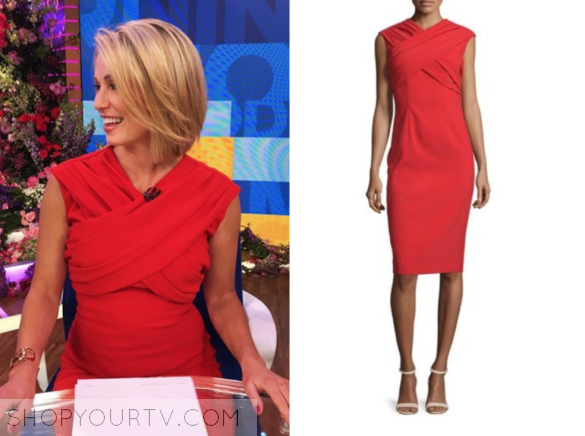 Amy Robach S Red Criss Cross Dress Gma Wardrobe Fashion Style