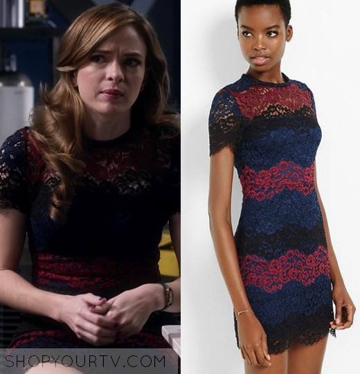 THE FLASH: SEASON 3 EPISODE 6 CAITLIN’S RED AND NAVY STRIPED LACE DRESS ...