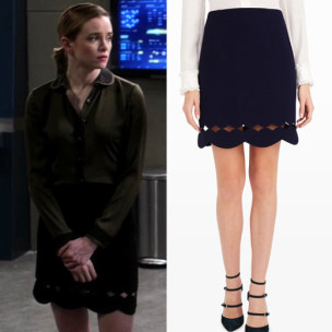 THE FLASH: SEASON 3 EPISODE 16 CAITLIN’S NAVY SCALLOPED HEM SKIRT WITH ...