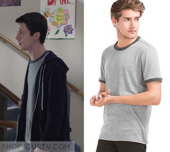 13 Reasons Why: Season 1 Episode 3 Clay's Contrast Trim Tee | Fashion,  Clothes, Outfits and Wardrobe on | Shop Your TV