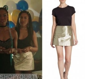 Riverdale: Season 1 Episode 13 Melody's Gold Mini Skirt | Shop Your TV