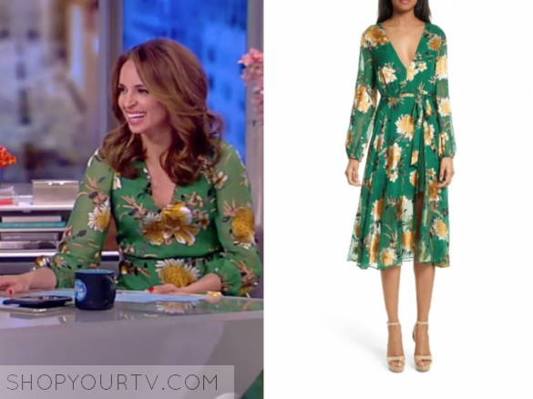 long sleeve green floral dress