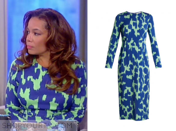 The View: July 2017 Sunny Hostin's Blue and Green Printed Long Sleeve ...