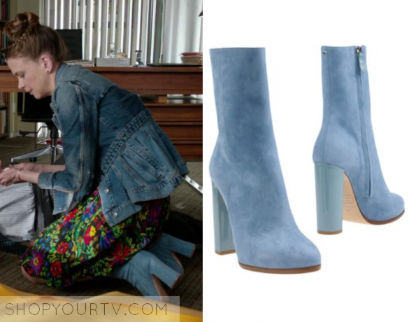 blue suede heeled boots