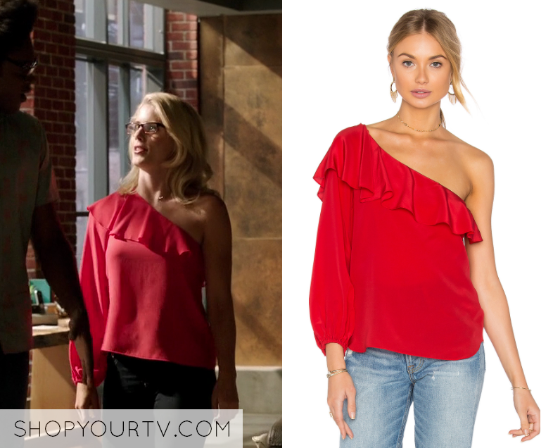 Arrow Season 6 Episode 2 Felicitys Red Off Shoulder Top Shop Your Tv 7187