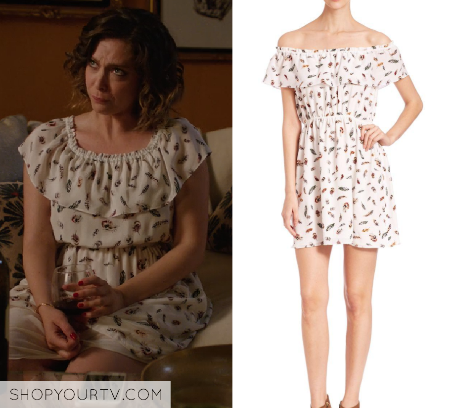 Crazy Ex Girlfriend Season 2 Episode 3 Rebeccas Feather Off Shoulder Dress Shop Your Tv