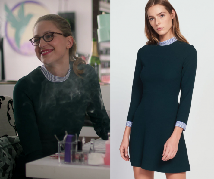 Supergirl: Season 3 Episode 8 Kara's Stripe Neck Green Dress | Shop Your TV