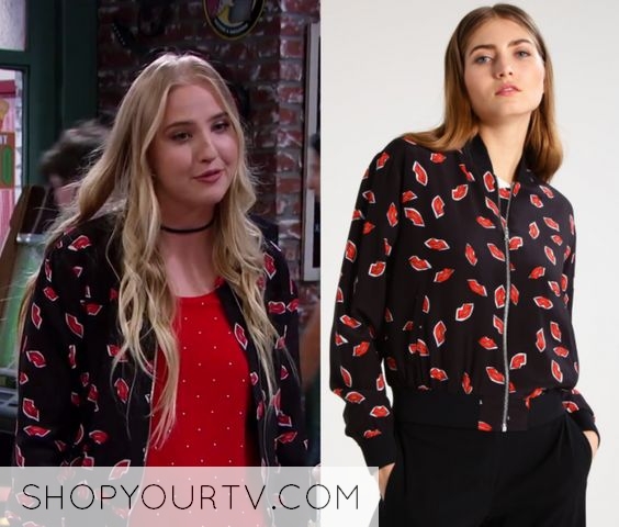 K.C. Undercover: Season 3 Episode 10 Marisa's Red Lips Bomber Jacket ...