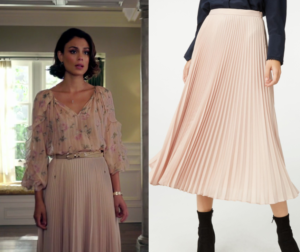 Dynasty: Season 1 Episode 8 Cristal's Pink Pleated Midi Skirt | Shop ...