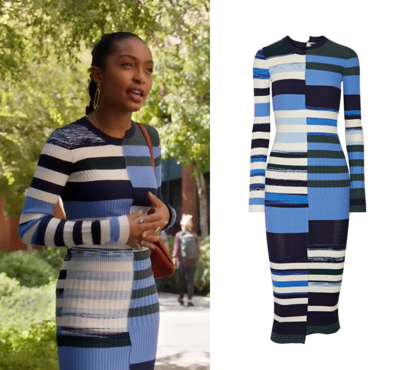 Grown-ish: Season 1 Episode 4 Zoey's Blue Blocked Midi Dress | Shop Your TV