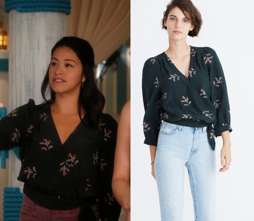 Jane The Virgin: Season 4 Episode 9 Jane's Black Floral Printed Wrap ...