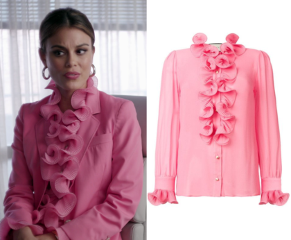 pink ruffle shirt