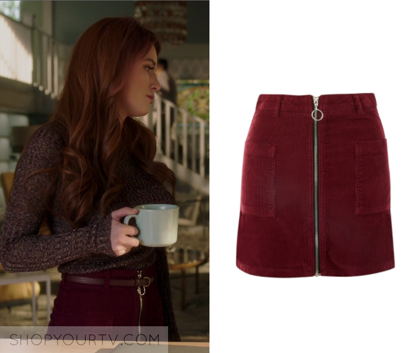 Famous in Love: Season 2 Episode 4 Paige's Burgundy Zip Skirt | Shop ...