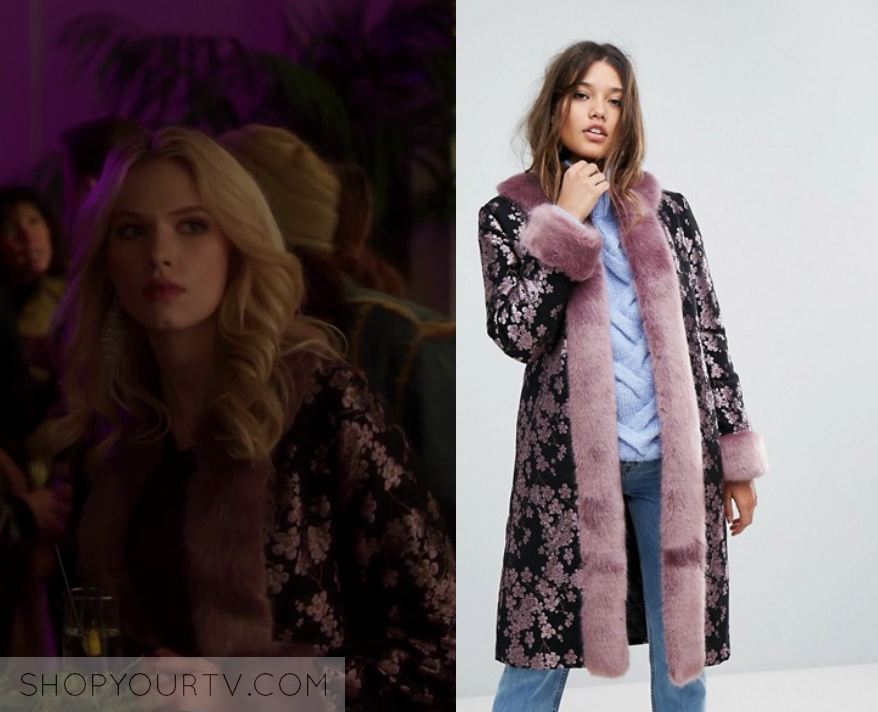 Famous in Love: Season 2 Episode 7 Billy's Floral Jacquard Fur Coat ...