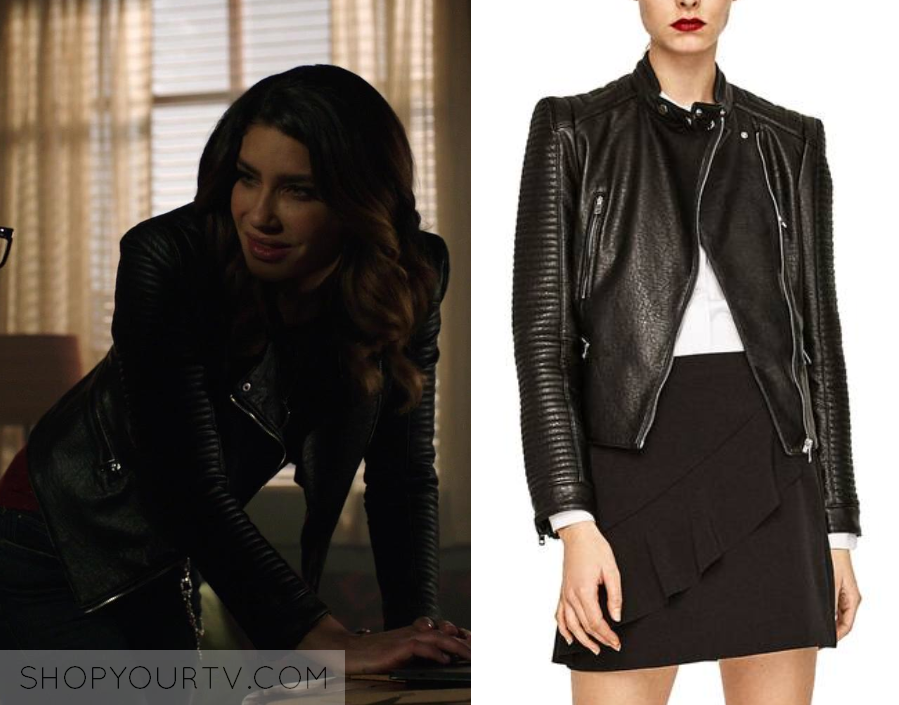 Arrow: Season 6 Episode 16 Dinah's Ribbed Sleeve Leather Jacket | Shop ...